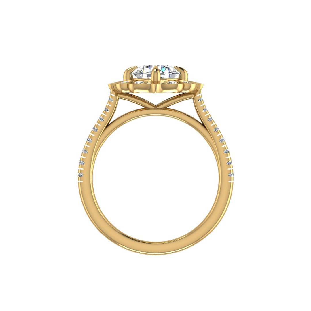 Kinsley Flower Halo Engagement Ring